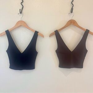 Aritzia Babaton Fitted Crop Tank Top XS - Black & Brown